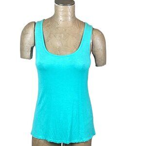 American Dream Draped Back Lace Bow Tank Top Sz M Turquoise #238D